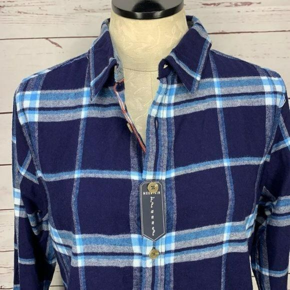 Hudson and Barrow Men's Blue Plaid Button Down Shirt Size Medium - Picture 9 of 9